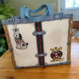 Brighton Tote Bag In Love We Trust Heart Dog Tom Clancy Artwork Shopper NWOT